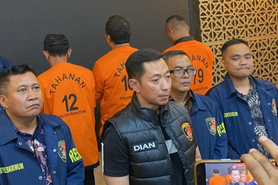 Direktur Reskrimum Polda Banten Kombes Pol Dian Setyawan pada Konferensi Pers Penetapan Tersangka Kasus Permintaan Proyek Rp 5 Triliun (Foto Istimewa)